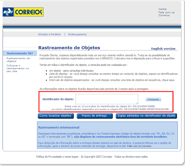 rastrear sedex pelo numero da nota fiscal
